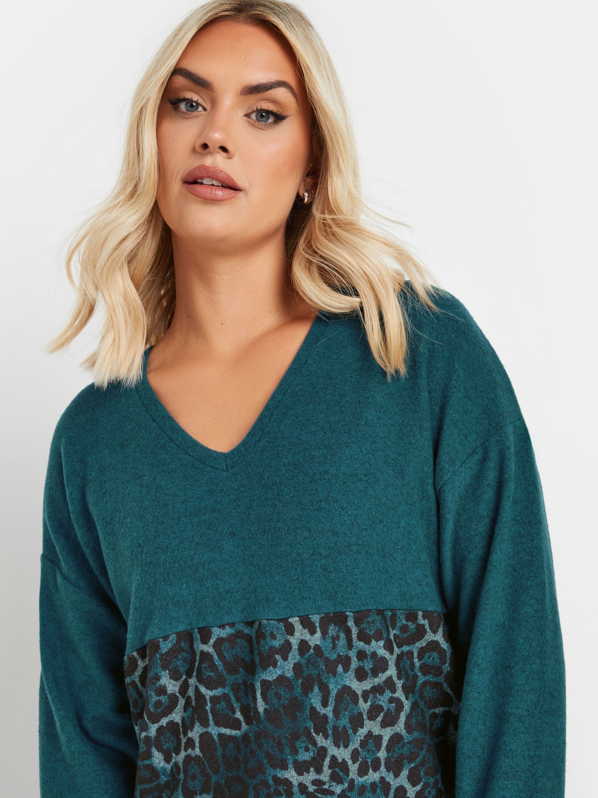 YoCOLOURBLOCK JUMPER TEAL ANIMAL