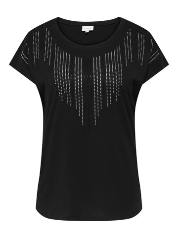 CARLULA S/S O-NECK RHINESTONE TOP - 112