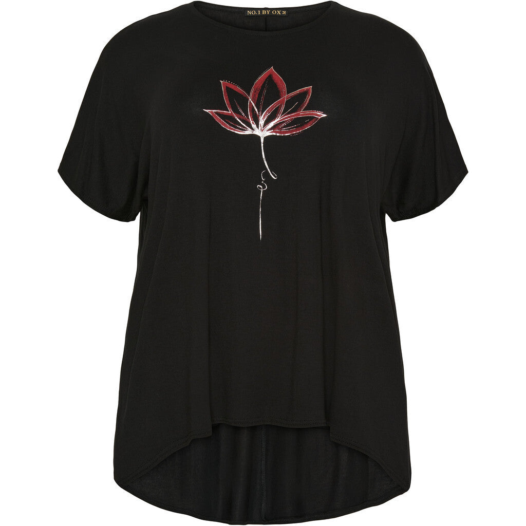 OxT-shirt w batwing & high/low Red Lotus