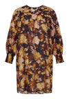 OX Loose V neck Dress w Smock Cuffs
