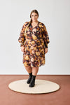OX Loose V neck Dress w Smock Cuffs
