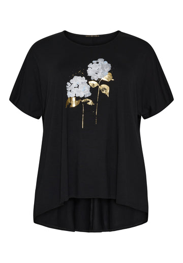OxT-shirt - Kortermet med Gull Blomst