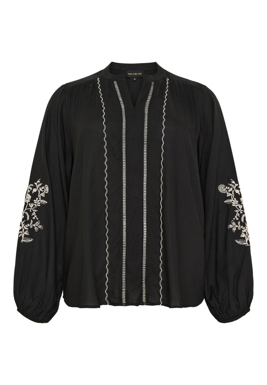OX Blouse w Ribbon and Embroidery