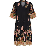 OxDress - Sort Kjole Med Blomsterprint