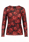 OxMesh Bluse med Røde Blomster
