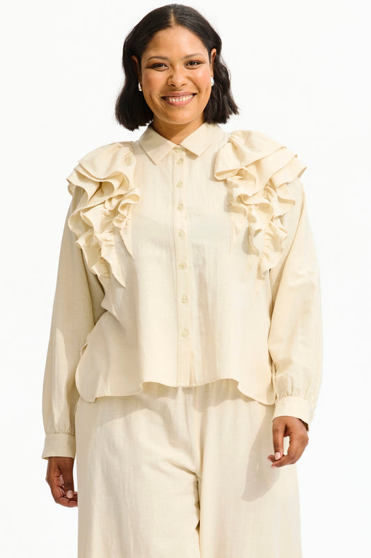 AnElsa 386 - Bluse med Flæser