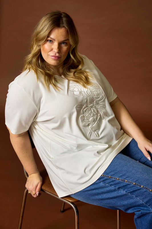 AnHarper 435 - T-shirt med Blomsterapplikation