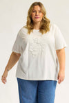 AnHarper 435 - T-shirt med Blomsterapplikation