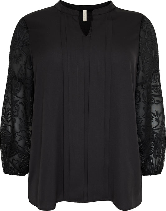 CpALPHINE - Bluse med mesh-ermer