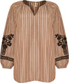 CpFILINE - Stribet Bluse med Broderi