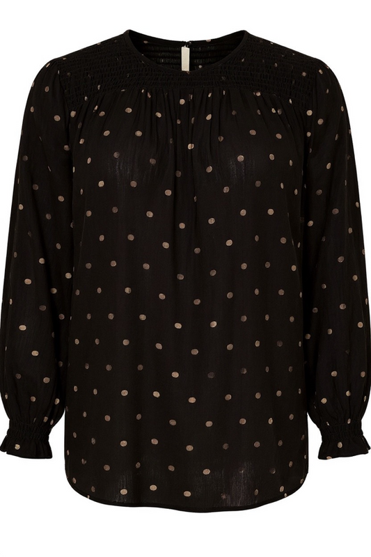 CpFIRELLA - Brun Bluse med Prikker

Oversat til norsk bokmål:

CpFIRELLA - Brun Bluse med Prikker