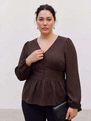 VmcMelaney - V-Hals Bluse - Brun