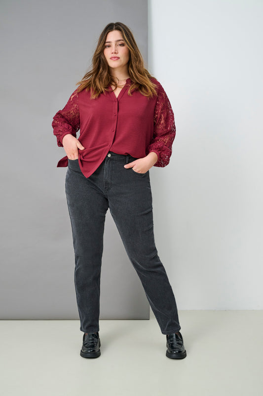 CAREMILY - Glitter Straight Denim Jeans