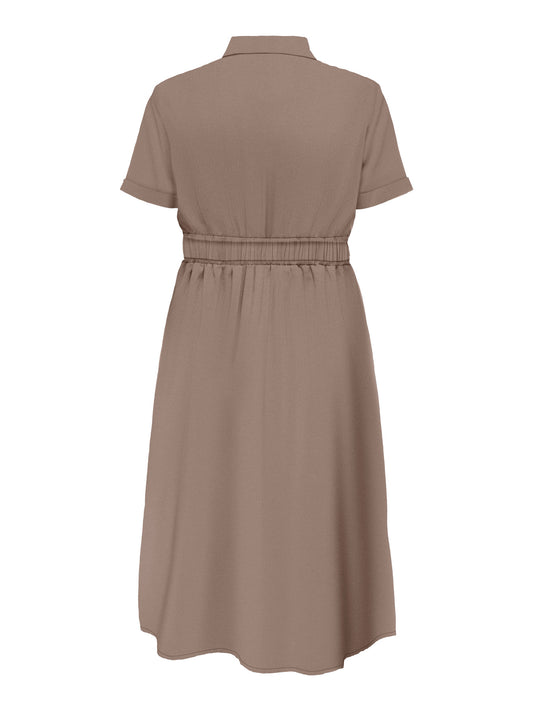 CarAris - Midi Skjortekjole - Taupe Grey