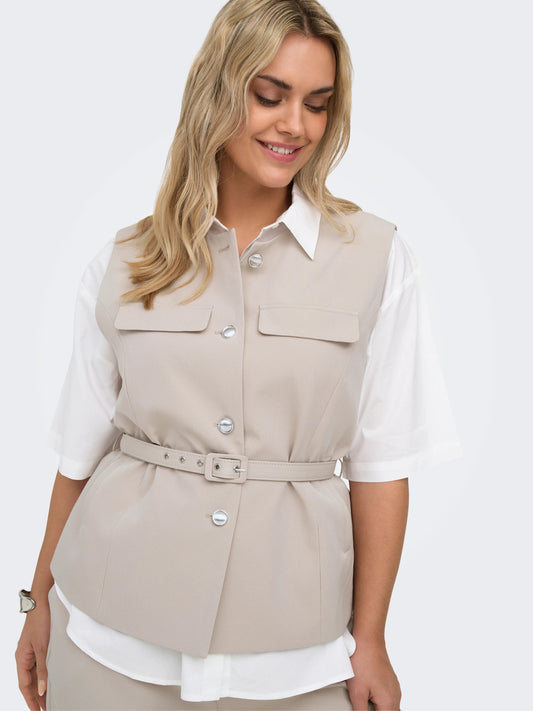 CarMia - Vest Med Bælte - Beige