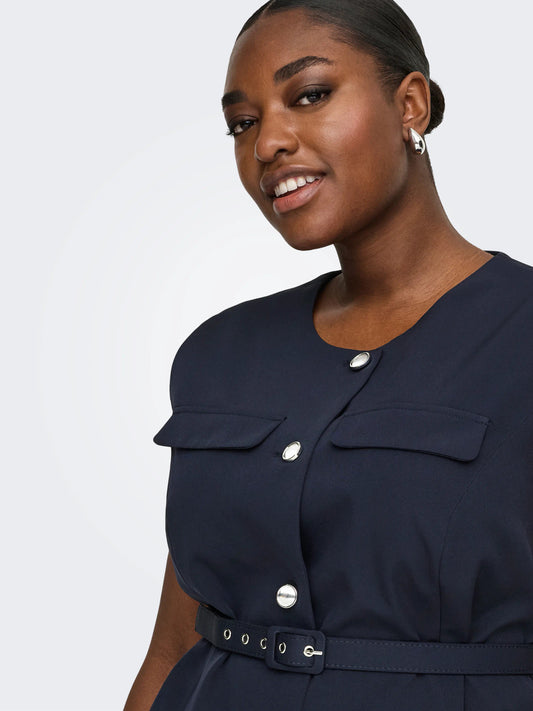 CarMia - Vest Med Bælte - Navy