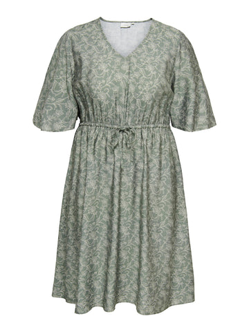 CarFlou - V-Neck Blomstret Kjole