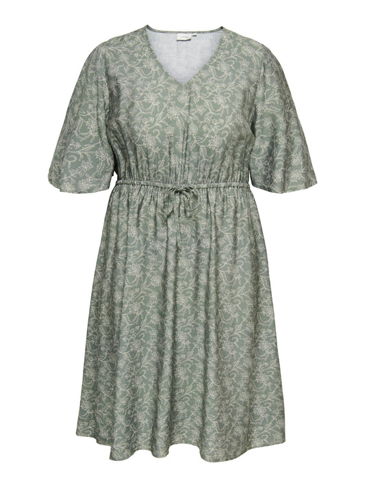 CarFlou - V-Neck Blomstret Kjole