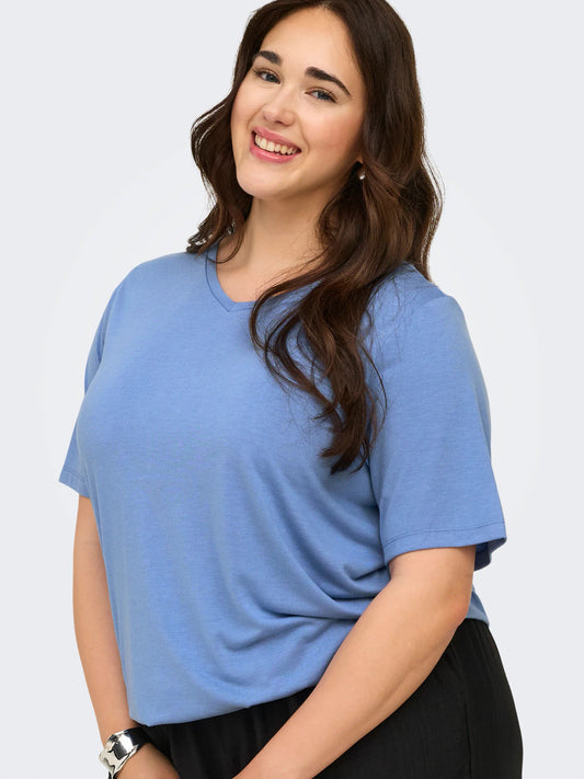 CarCoral - T-Shirt med V-hals og Elastikkant