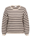 CarMonique - Stribet Pullover - Humus Mel/Coffee Bean