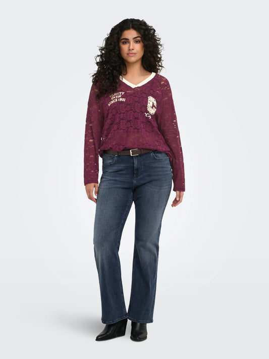 CarKia - V-Hals Blonde Bluse
