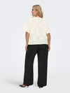 CarAnila - Bluse med Blomserdetaljer - Cloud Dancer