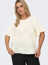 CarAnila - Bluse med Blomserdetaljer - Cloud Dancer