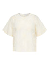 CarAnila - Bluse med Blomserdetaljer - Cloud Dancer