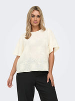 CarAnila - Bluse med Blomserdetaljer - Cloud Dancer