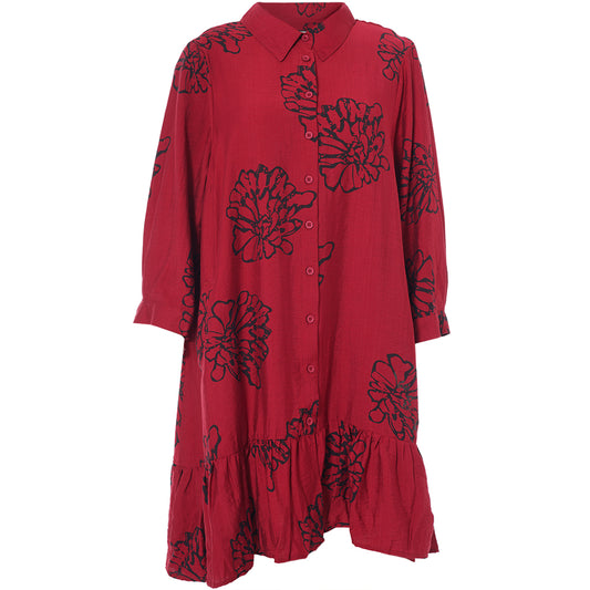 GoEdith - Skjortetunika med Sorte Blomster