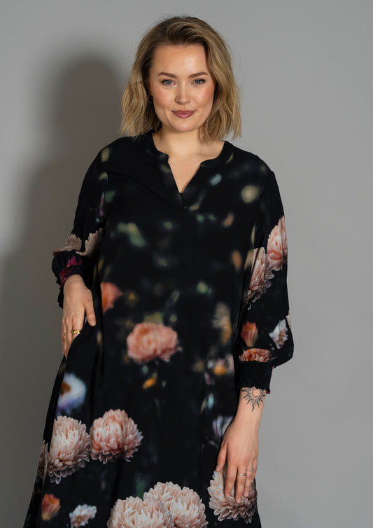 GoValdis - Lang Kjole med Store Blomster