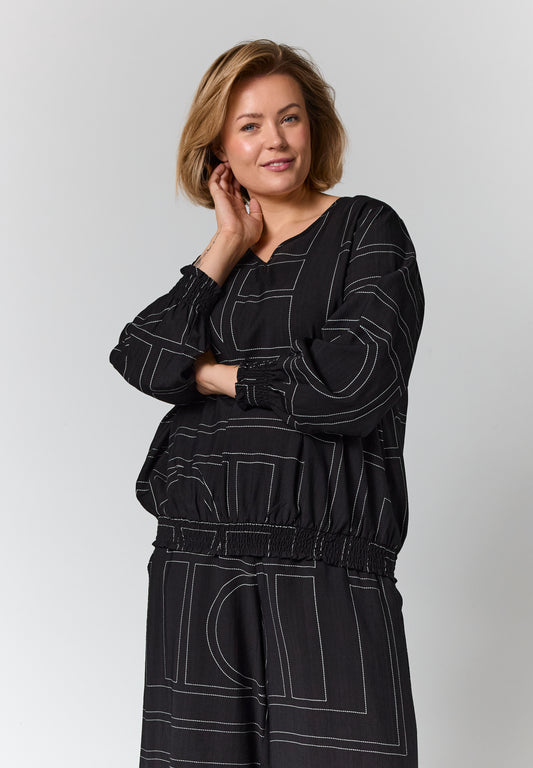 GoMirabelle - Bluse med Grafisk Print