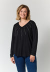 GoGitte - Langærmet T-shirt med V-hals