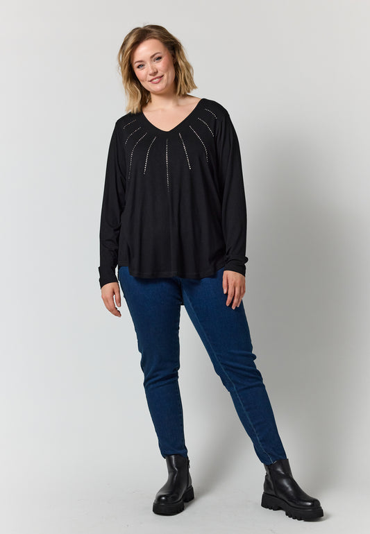 GoGitte - Langærmet T-shirt med V-hals