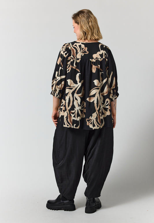 GoMalou - Bluse med Bladprint