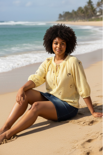 CpJOANNA - Bluse med Blomsterbroderi