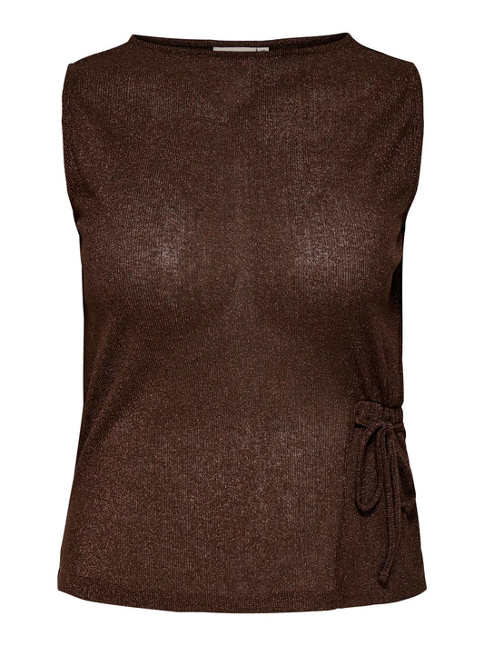 CARALYSA - Glitter Top med Bådhals