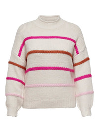 CARMY LS STRIPE HIGH NECK KNIT