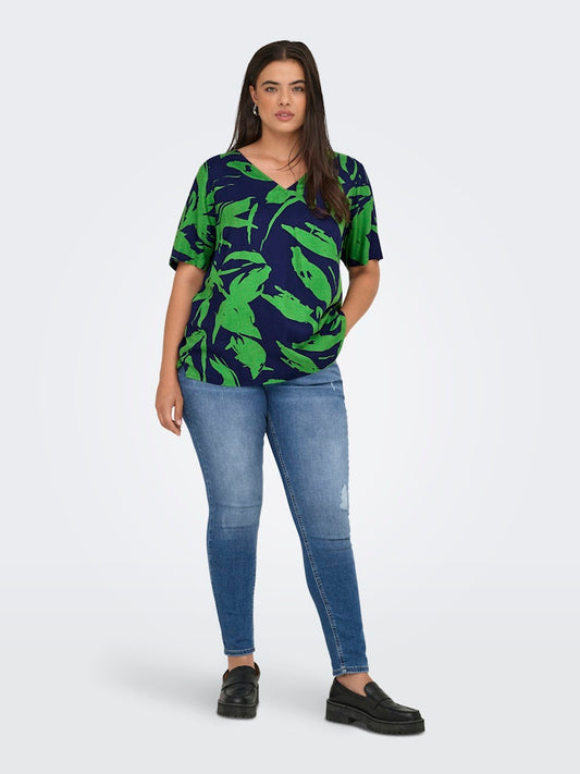 CarFlorra - Bluse med V-hals