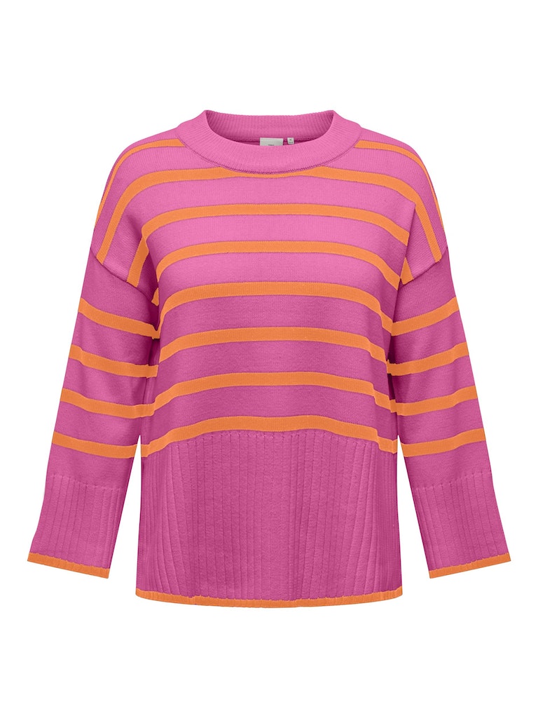 CARHELLA LS LOOSE STRIPED O-NECK KNIT