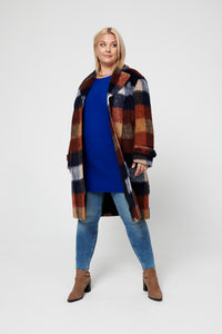 CARALINA LIFE CHECK WOOL COAT