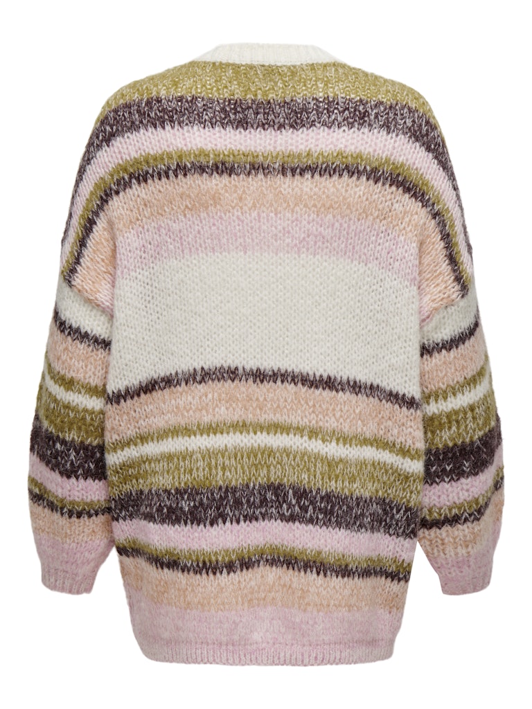 CARALYSSA L/S LIFE STRIPE CARDIGAN KNIT