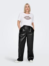 CARBINA FAUX LEATHER WIDE PANT