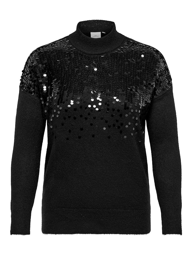 CARALBA LS SEQUINS HIGH NECK KNIT