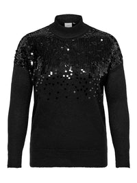 CARALBA LS SEQUINS HIGH NECK KNIT