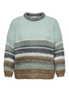 CARALYSSA L/S LIFE STRIPE O-NECK KNIT