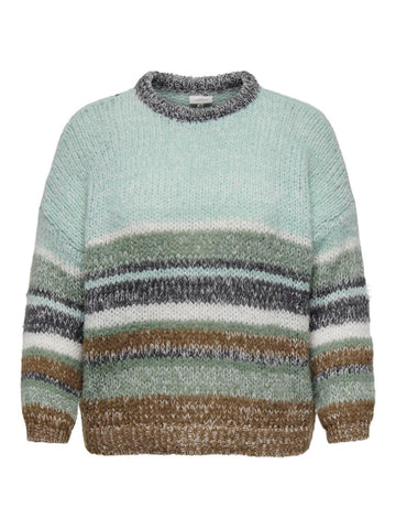 CARALYSSA L/S LIFE STRIPE O-NECK KNIT