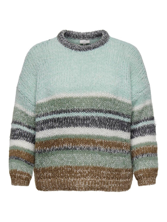 CARALYSSA L/S LIFE STRIPE O-NECK KNIT