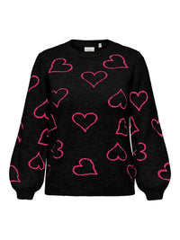 CARHAPPIE LS HEART O-NECK KNIT