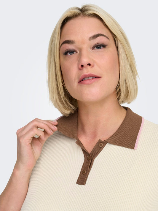 CarMeddi - Polo Strik med Kontrast Kanter